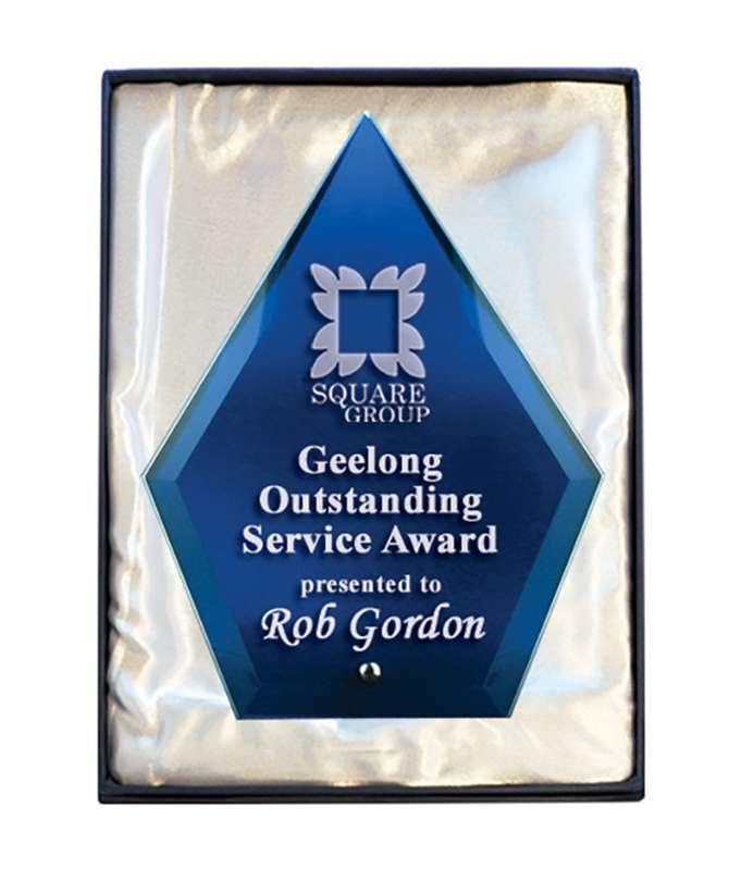 Punta di freccia laser in vetro blu