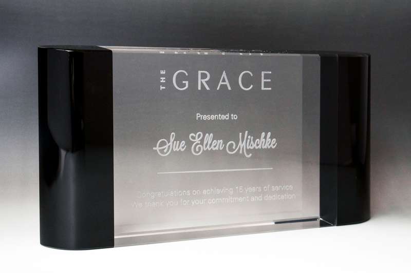 Cristallo-Blocco orizzontale a doppio bordo curvo