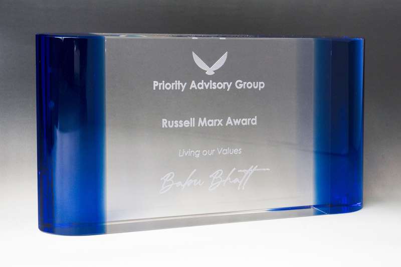 Cristallo-Blocco orizzontale a doppio bordo curvo