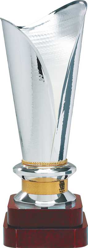 Finitura satinata argentata – finiture dorate Trofeo fatto a mano con base in legno a 2 livelli