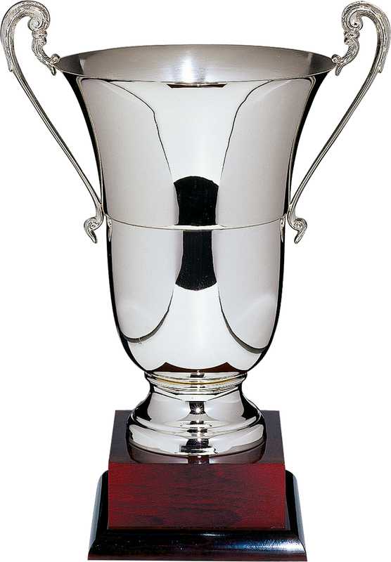 Coppa campana classica argentata Base in legno