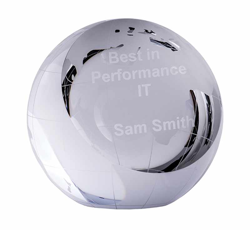 Fermacarte a forma di globo di cristallo