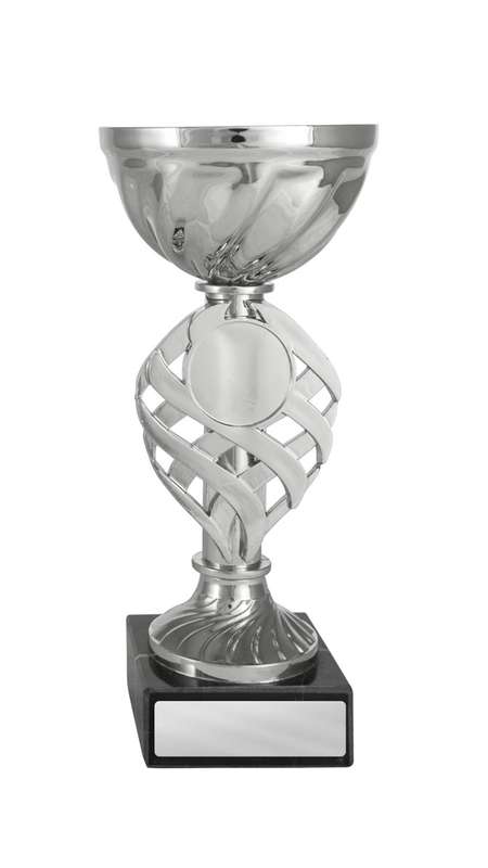 Tazza su base assemblata Colore argento-nero